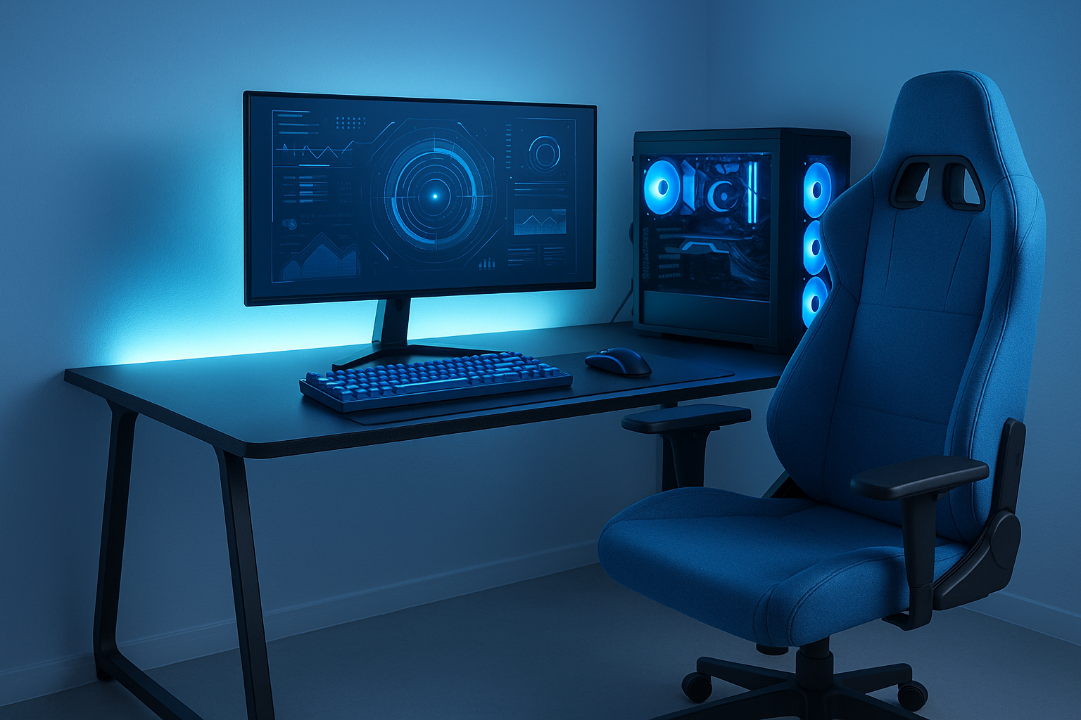 Blue gaming setup simple