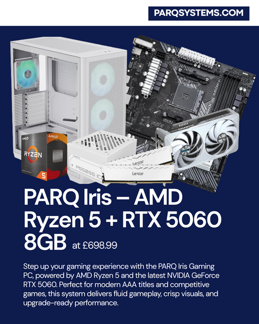 PARQ Iris – AMD Ryzen 5 + RTX 5060 8GB, 16GB RAM, 1TB SSD Windows 11